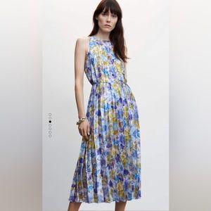 Mango Printed Pleated Dress